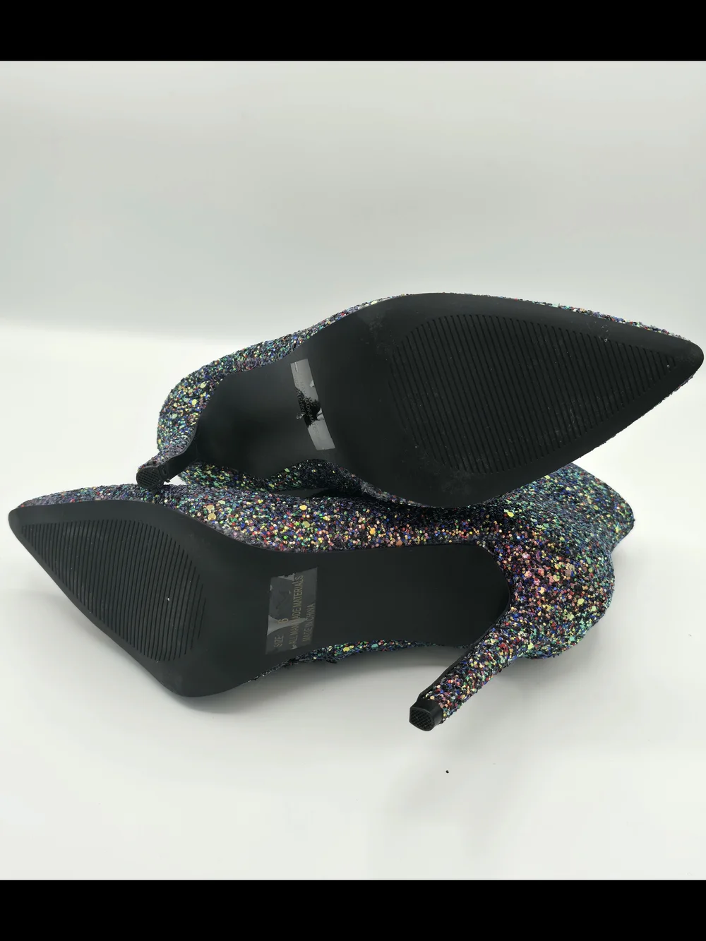 Qupid Multicolor Glitter Pointed Toe Ankle Booties